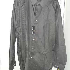 Apt.9 Gray striped long sleeve shirt